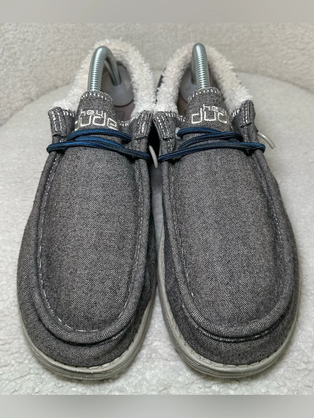 Hey Dude Wally Fleece Lined Grey Gray Brown Slip On Loafers Cozy Lightweight 9